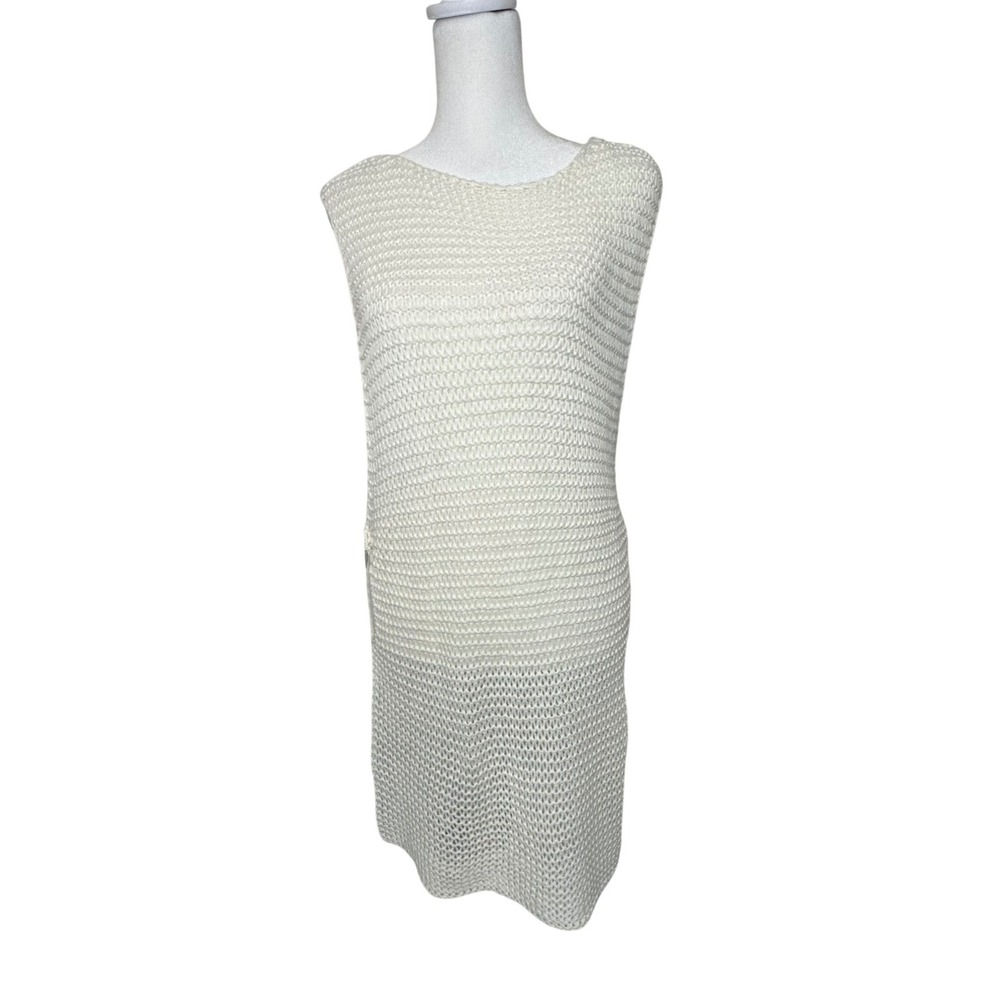 Crochet Open Knit Dress Swim Cover Up Dress Women M White Festival‎ Boho Summer
